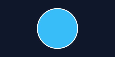 A dark rectangle with a cyan circle outlined in white
