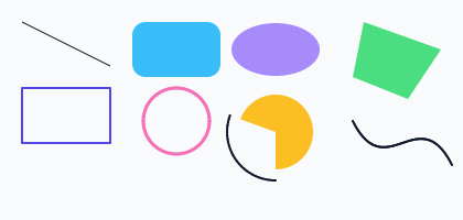 lines, rectangles, ellipses, arcs, a pie slice, a polygon and a bezier